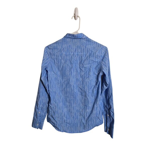 Simms Shirt Womens XS Blue Patterned Button Up Long Sleeve Polyester Fishing Top - Picture 9 of 9